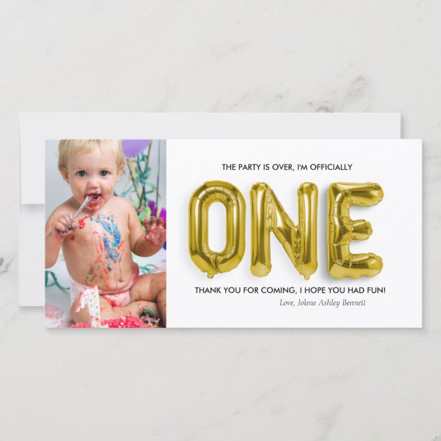 1er anniversaire personnalisé Carte de remerciemen (Devant)