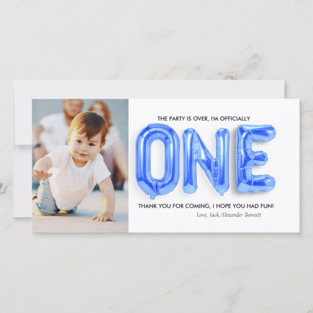 1er anniversaire personnalisé Carte de remerciemen (Devant)