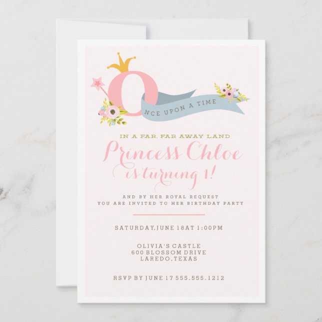 1er anniversaire Princess Party Invitation (Devant)