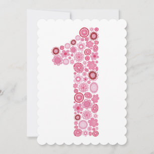 1er anniversaire rose Numéro 1 Invitation personna