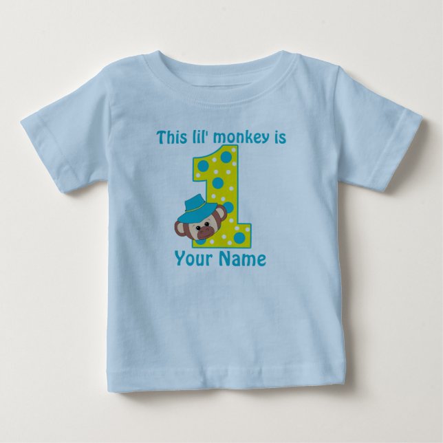 1er Anniversaire Singe Garçon T-shirt personnalisé (Devant)