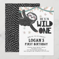 1er anniversaire Sloth Birthday Invitation