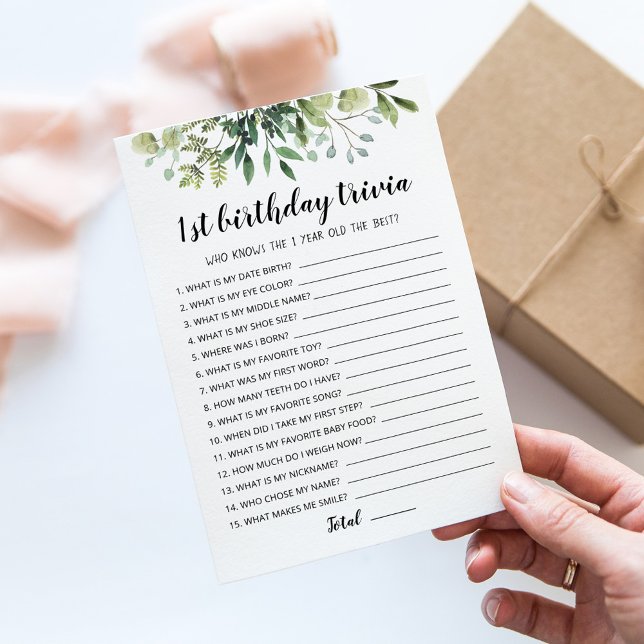 1er anniversaire Trivia éditable jeu Carte (Créateur téléchargé)