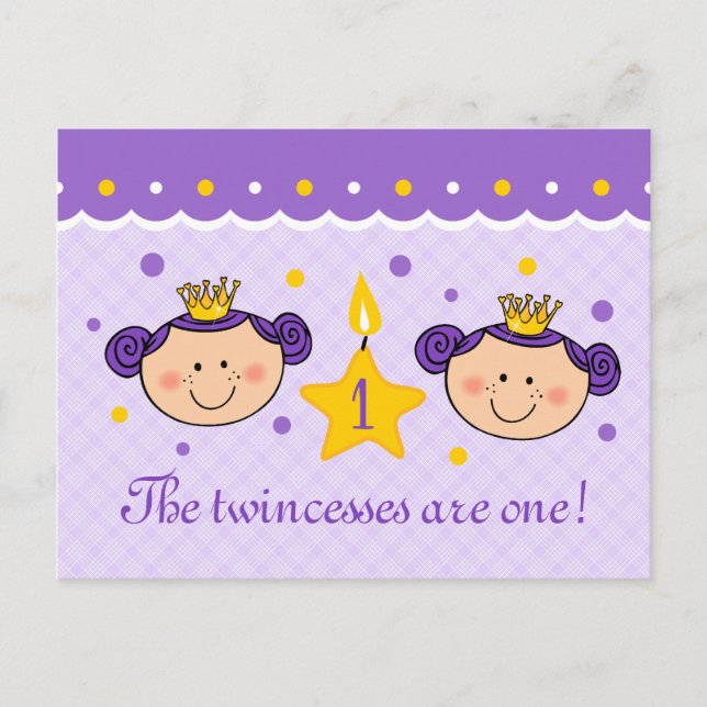 1er anniversaire Twincess Invitation Carte postale (Devant)