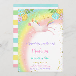 1er anniversaire Unicorn Invitation