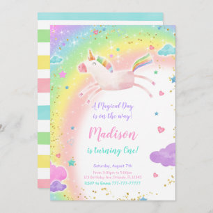 1er anniversaire Unicorn Party Invitation