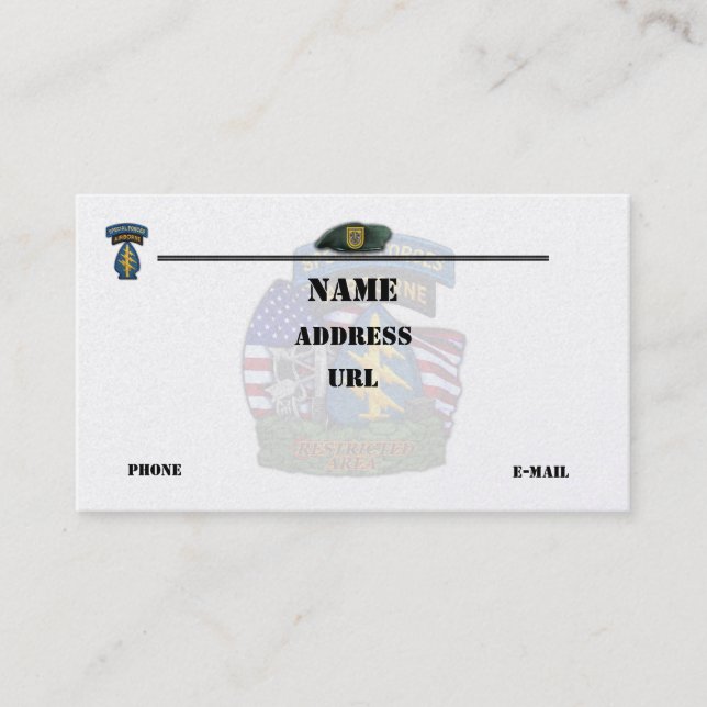 1er carte de visite flash de patch des forces spéc (Devant)