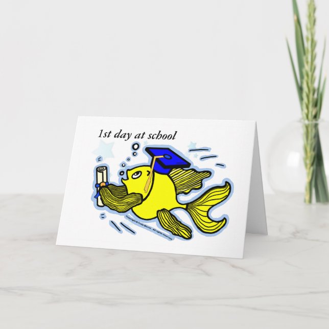 1er Jour à l'école amusant carte de voeux caricatu (Devant)