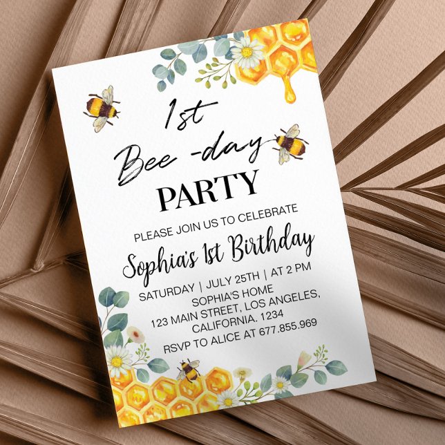 1er Jour de l'abeille Anniversaire Invitation Bumb (Créateur téléchargé)