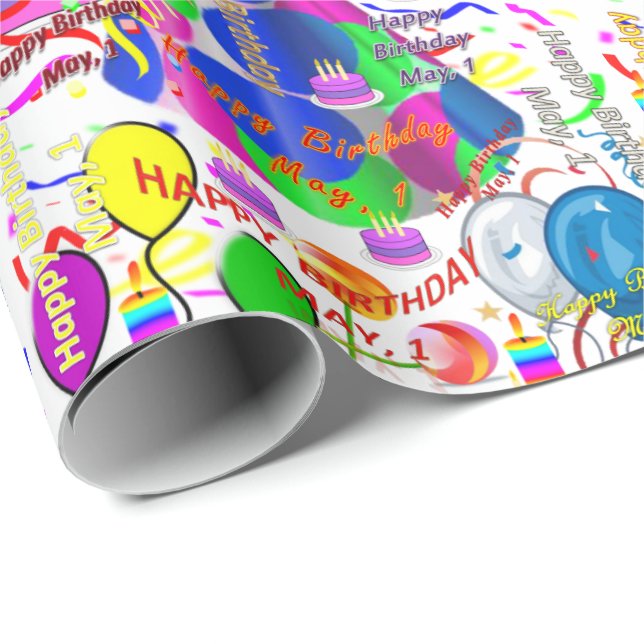 1er mai Papier cadeau d'anniversaire (Coin rond)