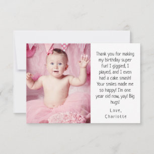 1er Merci d'anniversaire de la petite fille rose