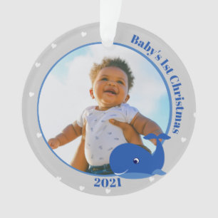 1er Noël de bébé baleine avec ornement photo