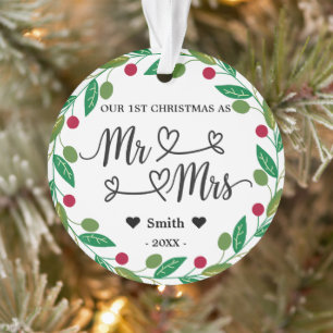 1er Noël personnalisé en tant que Mr & Mrs Photo