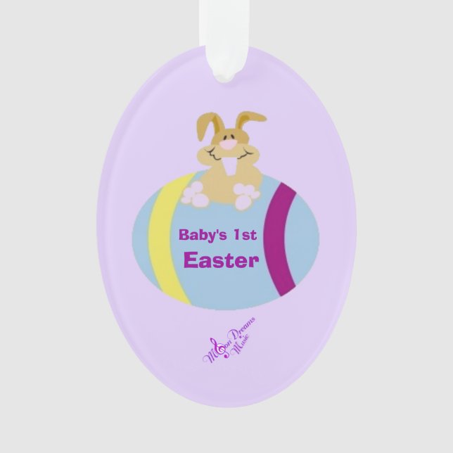1er ornement ovale d'oeuf lapin de Pâques pour béb (devant)