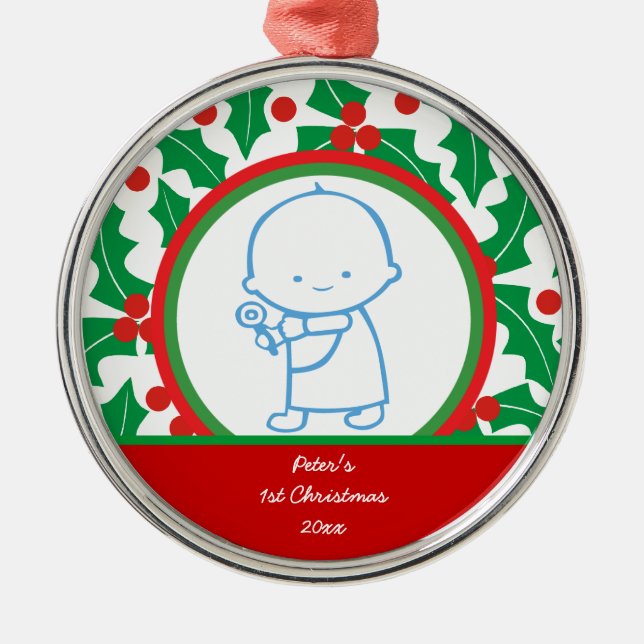 1er Ornement personnalisé de Noël pour bébé de la  (Devant)