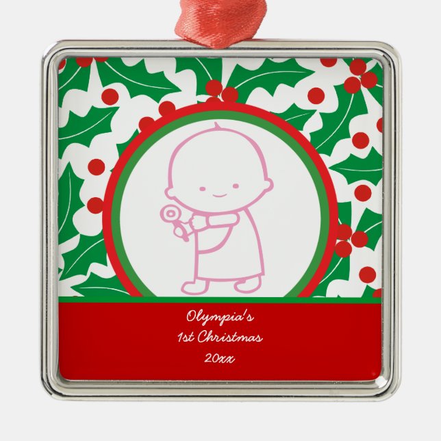 1er Ornement personnalisé de Noël pour bébé de la  (Devant)