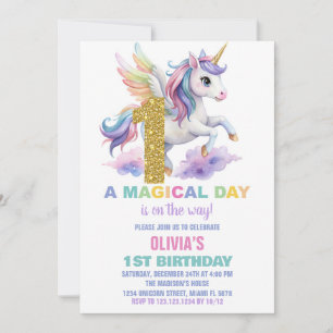 1er Rainbow Unicorn Invitations Anniversaire Vol