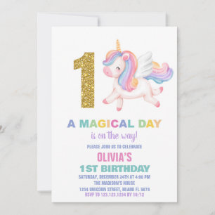 1er Rainbow Unicorn Invitations d'anniversaire