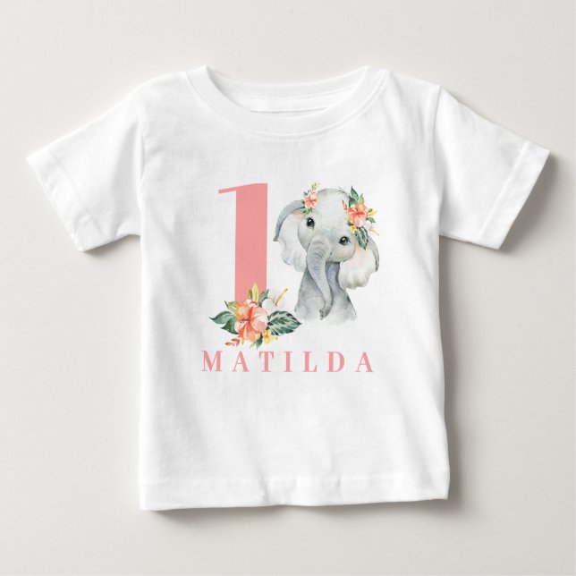 1er t-shirt d'anniversaire d'éléphant (Devant)