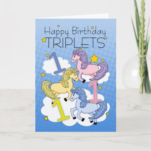 1ère Carte Anniversaire Pour Triplets Avec Ponts (Devant)