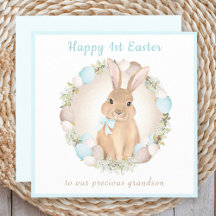 1ère carte de Pâques lapin, petit-fils carte de Pâ