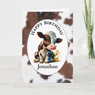 1ère carte de vache Brown anniversaire