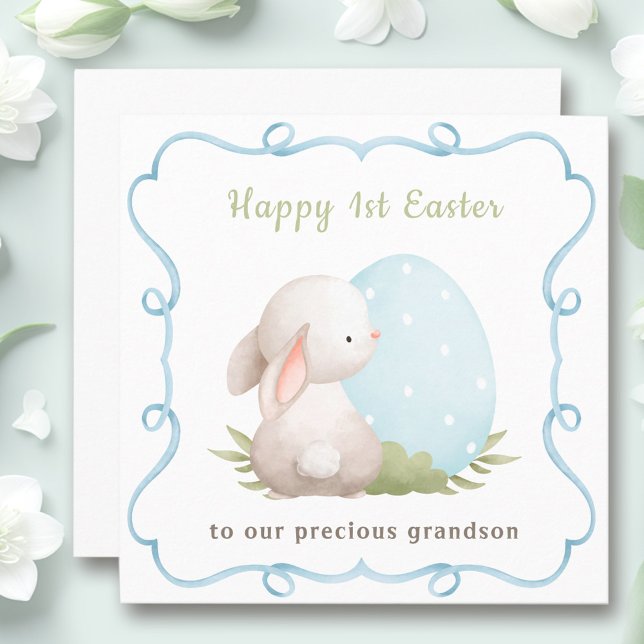 1ère carte Pâques lapin petit-fils Carte Pâques (1st Easter card bunny grandson Easter card)