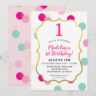 1ère FÊTE D'ANNIVERSAIRE INVITATION spot de confet