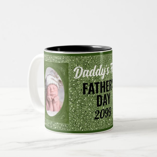 1ère Fête des pères de papa Sage Green Photo Mug (Devant gauche)