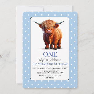 1ère Invitation d'anniversaire de la vache Highlan