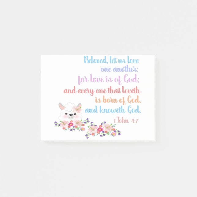 1Johannes4:7 Bibelvers Post-it Klebezettel (Vorderseite)