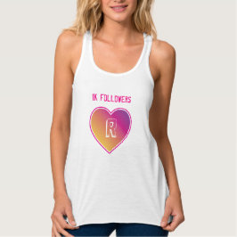 1K Followers Herz und Monogramm auf Sonnenuntergan Tank Top