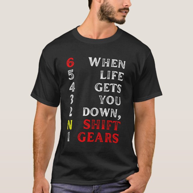 1N23456 Shirt Motorradgetriebe-Umschalt-Positives  (Vorderseite)