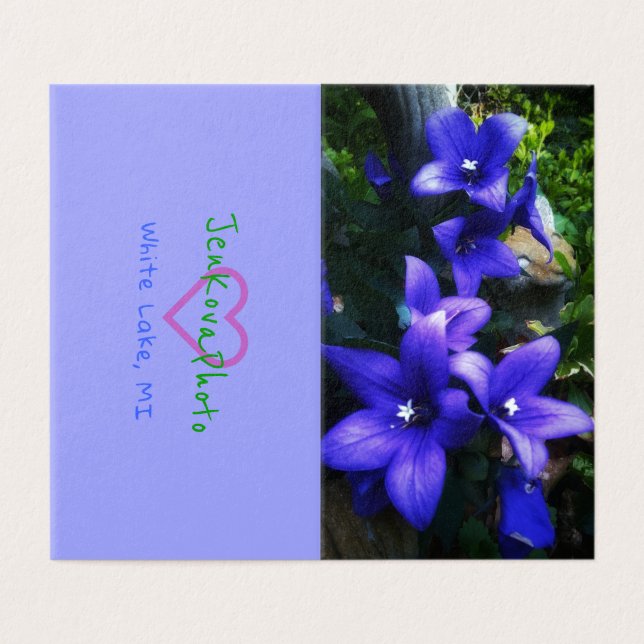 1PURPLE-BLUMEN MINI-KARTEN 2x3,5 horizontal Visitenkarten (Außenseite Aufgefaltet)