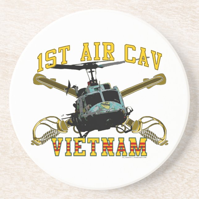 1st Air Cav - Vietnam Sandstein Untersetzer (Vorne)