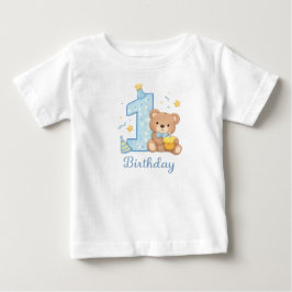 1st Birthday Bear Toddler T-Shirt – Cute Blue Bear