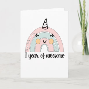 1st Birthday Boho Rainbow 1 Year Old Unicorn Karte