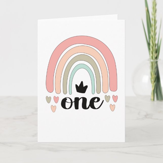 1st Birthday Boho Rainbow Party Kids 1 Year Old Karte (Vorderseite)