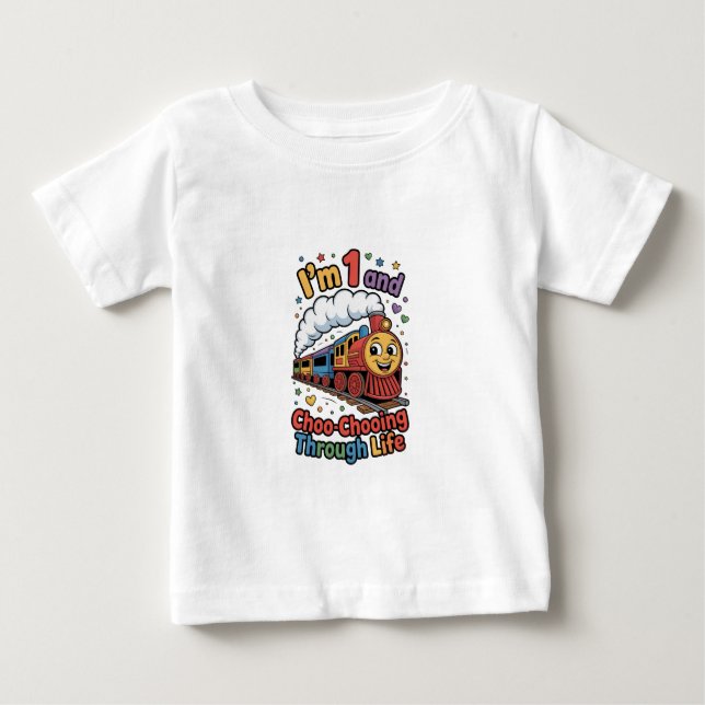 1st Birthday Choo Chooing Through Life Kids Tee  (Vorderseite)