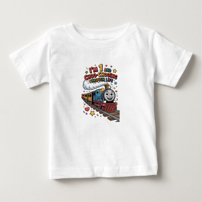 1st Birthday Choo Chooing Through Life Kids Tee  (Vorderseite)