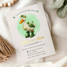 1st Birthday Foil Invitation Card | St. Patrick's 