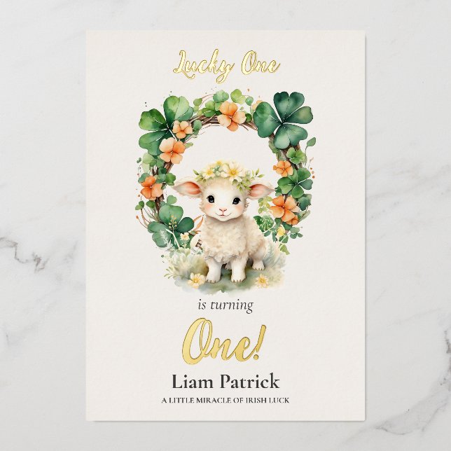 1st Birthday Foil Invitation St. Patrick's Card Folieneinladung (Vorderseite)