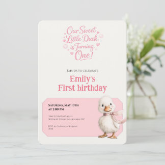 1st Birthday Invitation Gingham Duck Theme Kaart Einladung