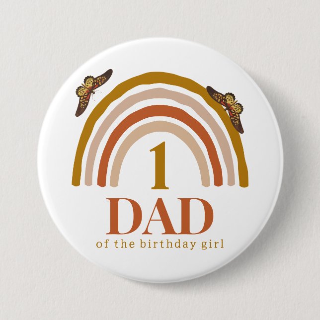 1st birthday of girl customized dad button (Vorderseite)