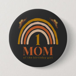 1st birthday of girl customized mom button