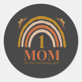 1st birthday of girl customized mom runder aufkleber