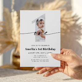 1st Birthday Photo Invitation Einladung