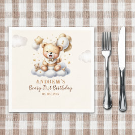 1st Birthday Teddy Bear Boy Serviette
