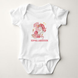 1st Birthday Unicorn Pink Little Girl  Baby Strampler