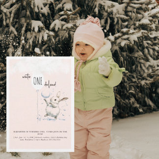 1st Birthday Winter Wonderland Blush Birthday  Einladung